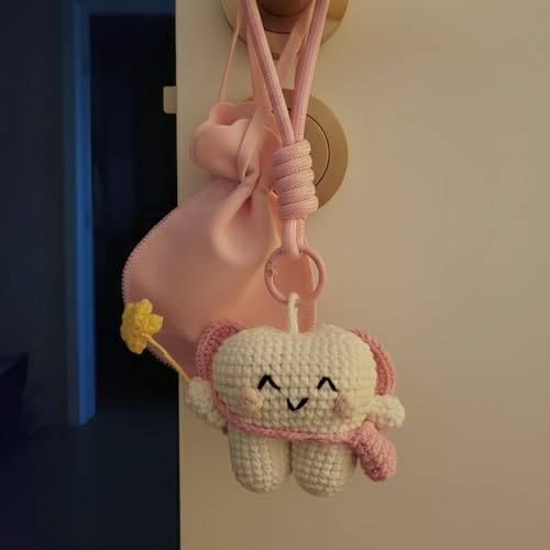 Tooth Fairy Crochet Plush with Detachable Tooth Pouch & Key Ring – Pink