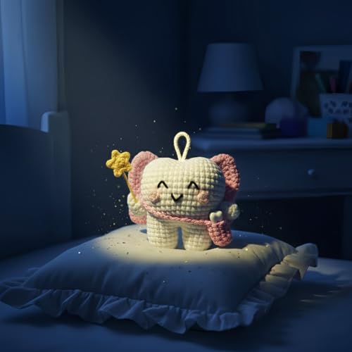 Tooth Fairy Crochet Plush with Detachable Tooth Pouch & Key Ring – Pink
