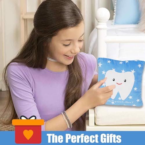 Tooth Fairy Pillow with Hidden Pocket and Hanging Strap – Felt Tooth Holder for Lost Teeth