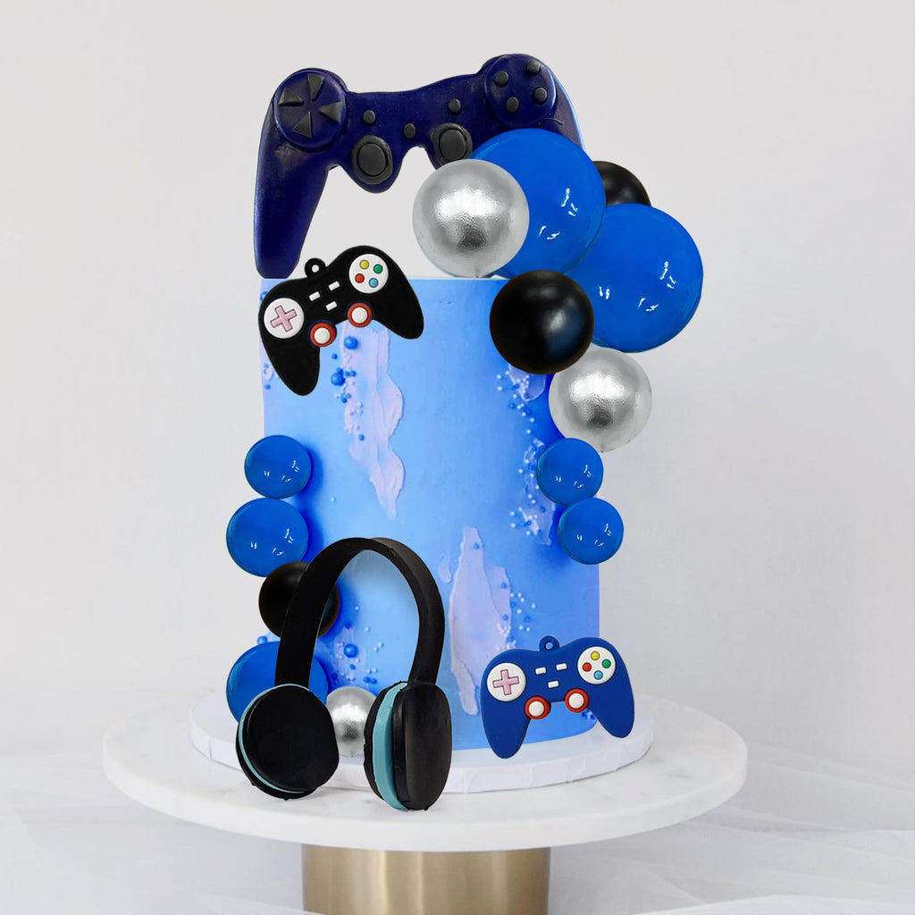 TOSPARTY 30-Piece Video Game Cake Toppers Set - Clay Headset & Controllers with Foam Balls