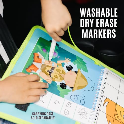 Totebook Dry Erase Activity Book for Kids Ages 4-6 – Jungle Theme with 18 Reusable Games, Markers & Stickers