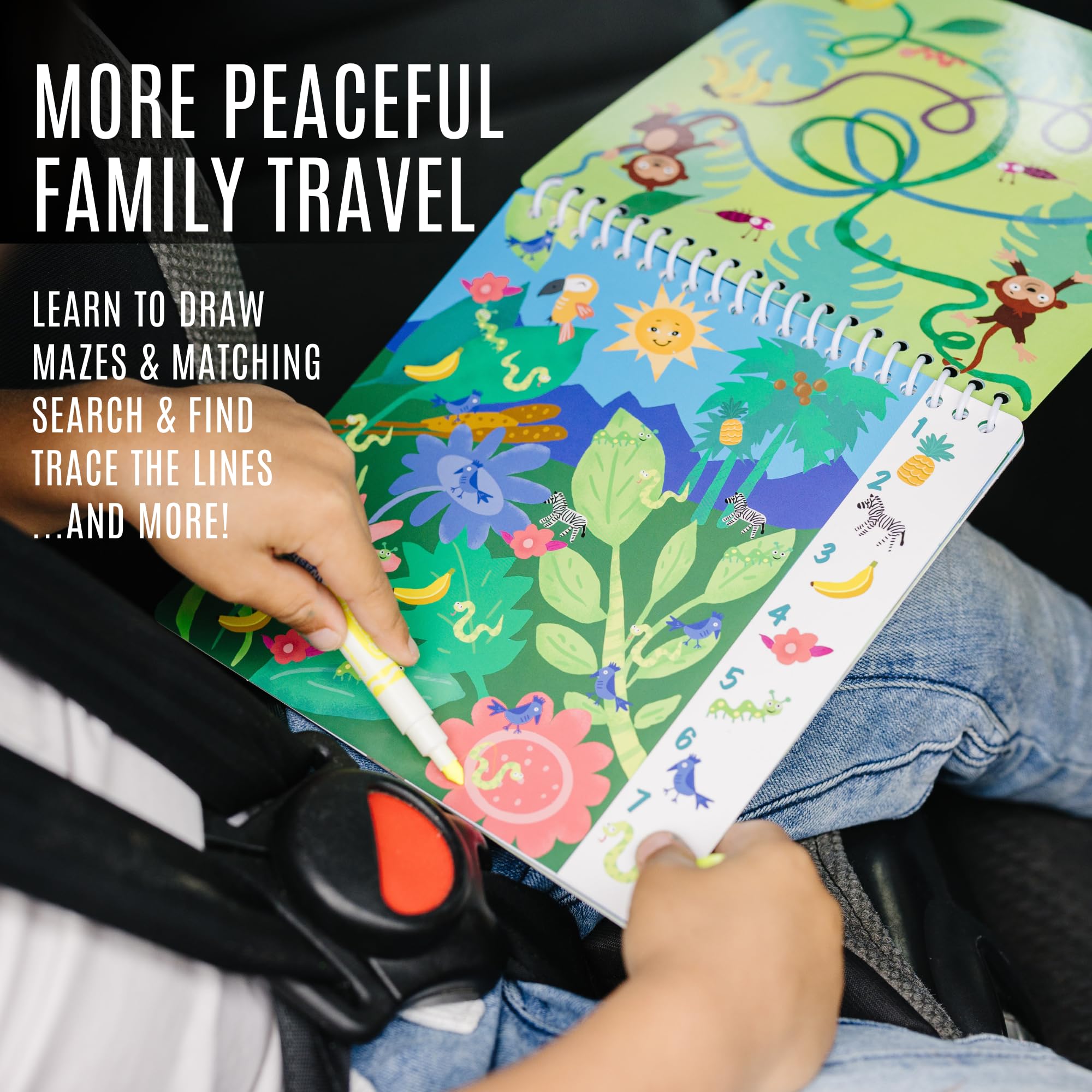 Totebook Dry Erase Activity Book for Kids Ages 4-6 – Jungle Theme with 18 Reusable Games, Markers & Stickers