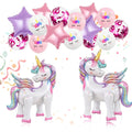 TOVIDO 16-Piece Unicorn Balloon Kit with 2 Self-Standing 3D Foil Balloons – No Helium Needed