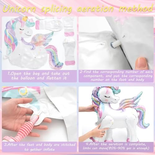 TOVIDO 16-Piece Unicorn Balloon Kit with 2 Self-Standing 3D Foil Balloons – No Helium Needed