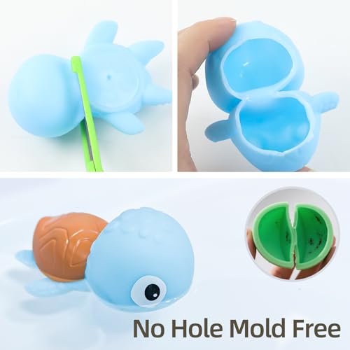 Tovol Zerky No Hole Baby Bath Toys - 6 Pack Marine Animal Bathtub Toys for Toddlers 6+ Months