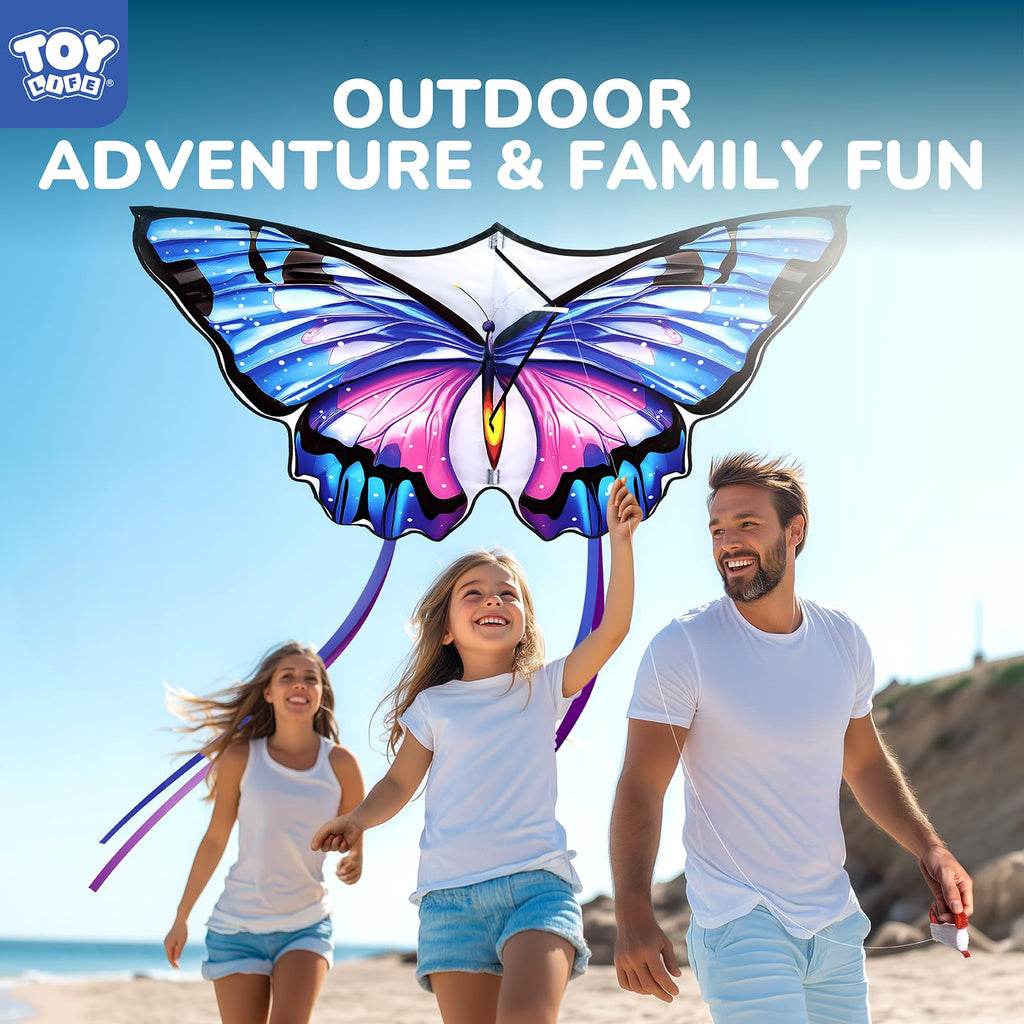 TOY Life 48.4-Inch Giant Butterfly Kite – Easy to Fly for Kids & Adults with 328ft String, Beach Toy Outdoor Fun