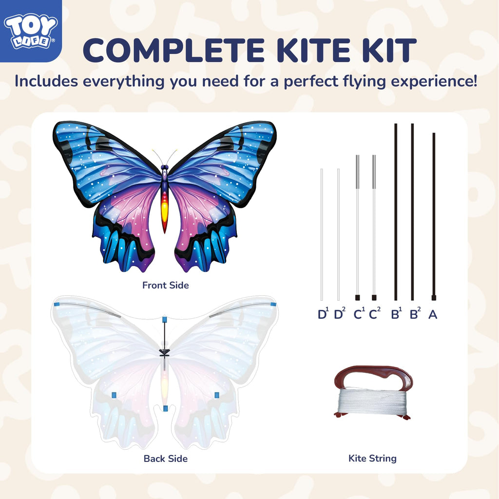TOY Life 48.4-Inch Giant Butterfly Kite – Easy to Fly for Kids & Adults with 328ft String, Beach Toy Outdoor Fun