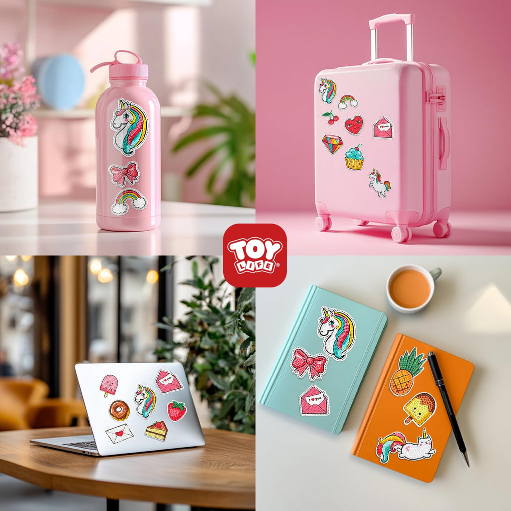 TOY Life Diamond Painting Stickers for Kids – 26 Pack Unicorn Gem Art Crafts for Girls Ages 3-12