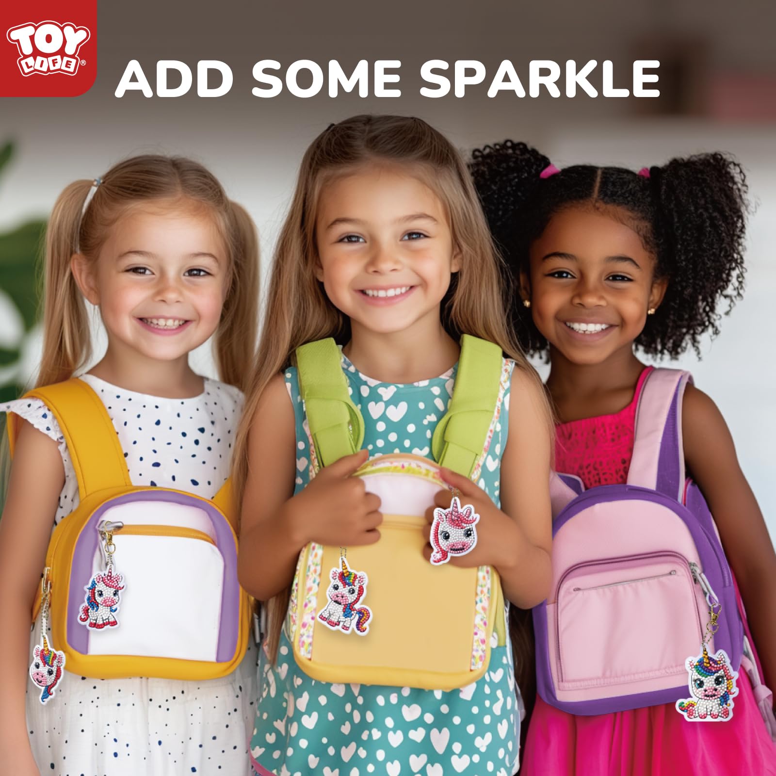 TOY Life Unicorn Diamond Art Kits for Kids - 9 Keychain Gems Craft Set for Ages 4-12