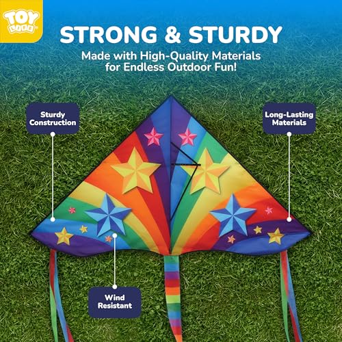 TOY Life Unicorn Kite for Kids – Large Rainbow Kite with 50M String, Easy to Fly for Ages 4-12