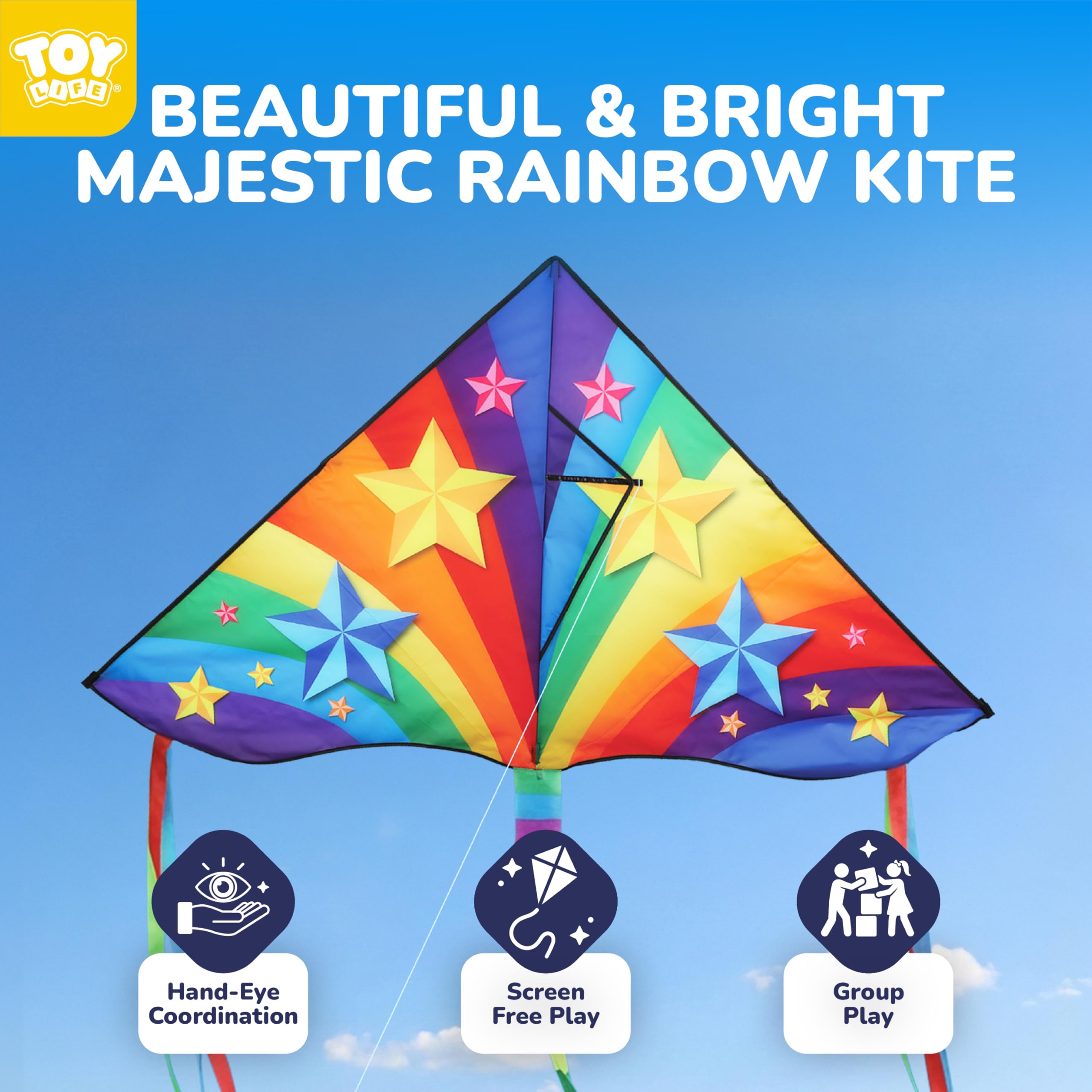 TOY Life Unicorn Kite for Kids – Large Rainbow Kite with 50M String, Easy to Fly for Ages 4-12
