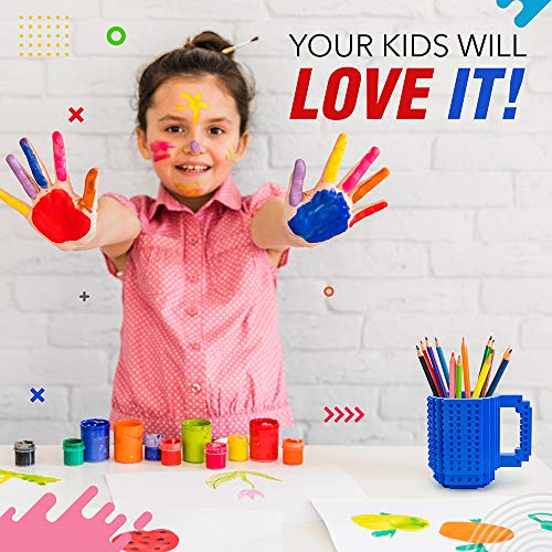 TOYAMBA Build-on Brick Mug 16oz BPA-Free with Building Bricks – Creative DIY Cup for Kids and Adults
