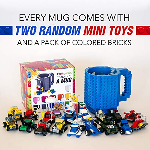 TOYAMBA Build-on Brick Mug 16oz BPA-Free with Building Bricks – Creative DIY Cup for Kids and Adults