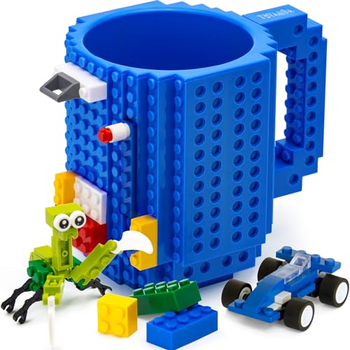 TOYAMBA Build-on Brick Mug 16oz BPA-Free with Building Bricks – Creative DIY Cup for Kids and Adults