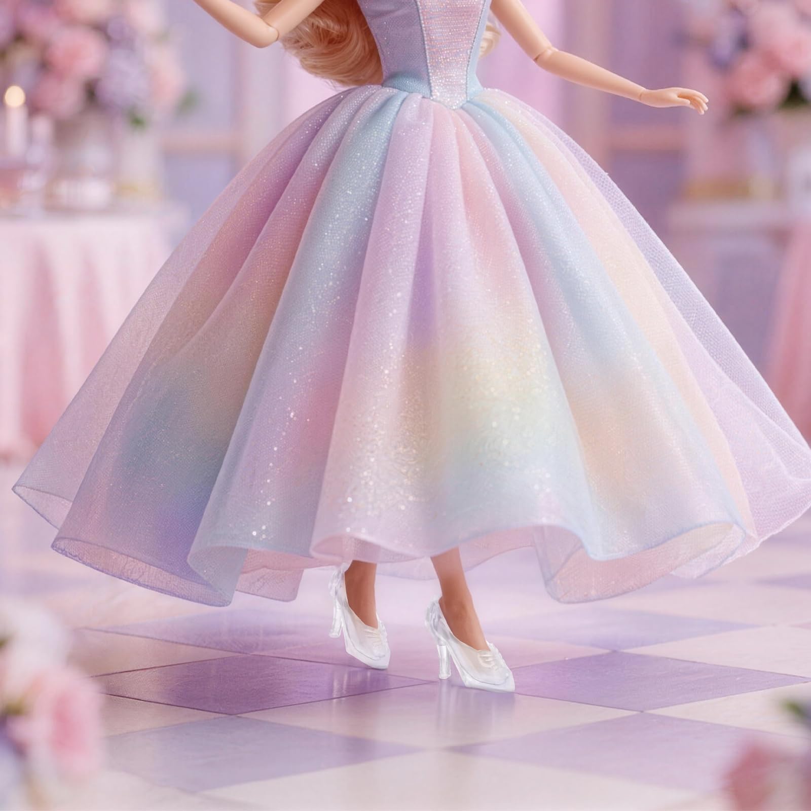TOYANDONA 30 Pairs Clear Plastic Doll Shoes – Mini High Heels for Dress-Up and Dollhouse Play