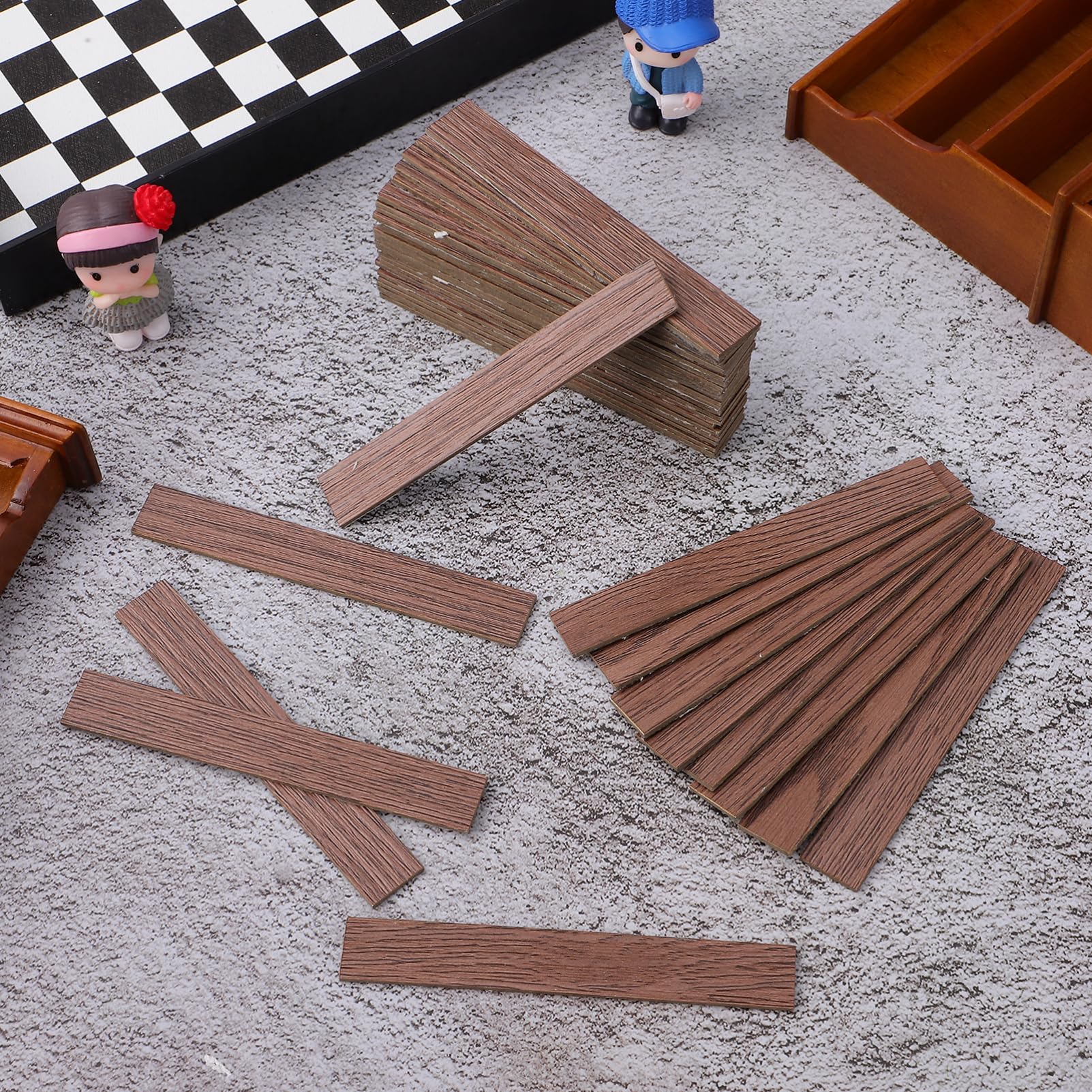TOYANDONA 40-Piece Self-Adhesive Dollhouse Wood Flooring - Dark Brown Miniature Floorboards for DIY Dollhouse Décor