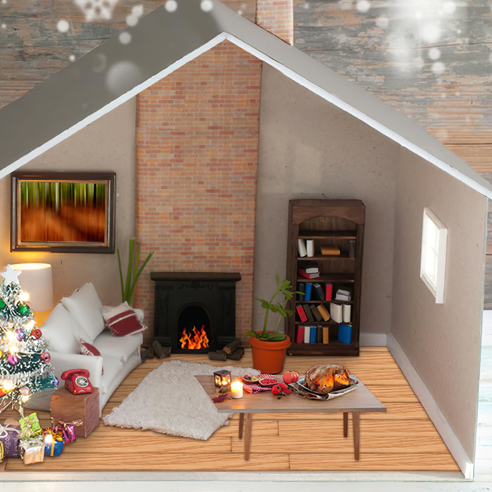 TOYANDONA 40-Piece Self-Adhesive Miniature Wood Flooring for Dollhouse - Light Brown