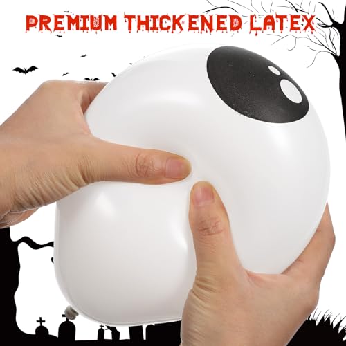 TOYANDONA 5-Inch Halloween Eyeball Balloons – Spooky Latex Party Decorations (12.7 cm, White)