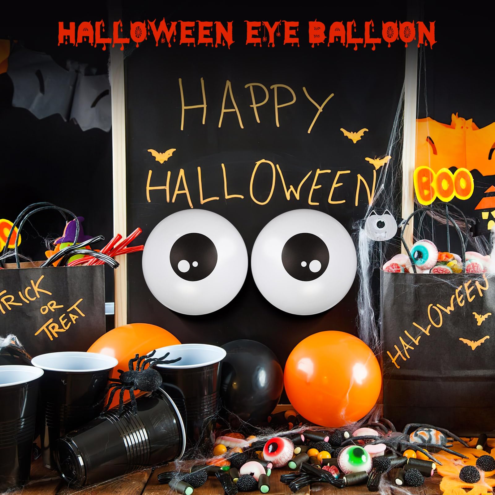 TOYANDONA 5-Inch Halloween Eyeball Balloons – Spooky Latex Party Decorations (12.7 cm, White)