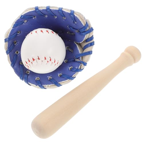 TOYANDONA Mini Baseball Bat and Gloves Kit – 1:12 Scale Cake Topper & Dollhouse Decor