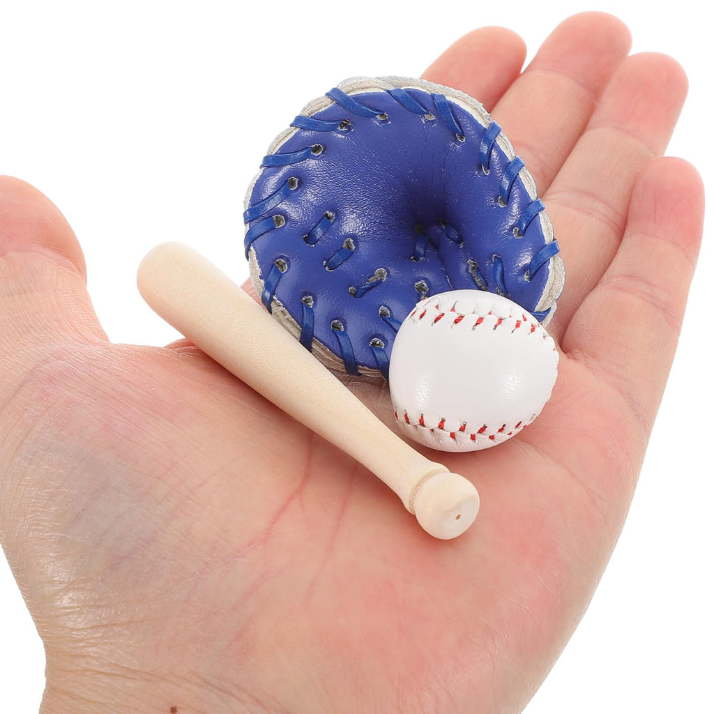TOYANDONA Mini Baseball Bat and Gloves Kit – 1:12 Scale Cake Topper & Dollhouse Decor