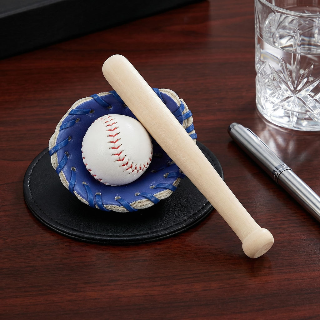 TOYANDONA Mini Baseball Bat and Gloves Kit – 1:12 Scale Cake Topper & Dollhouse Decor