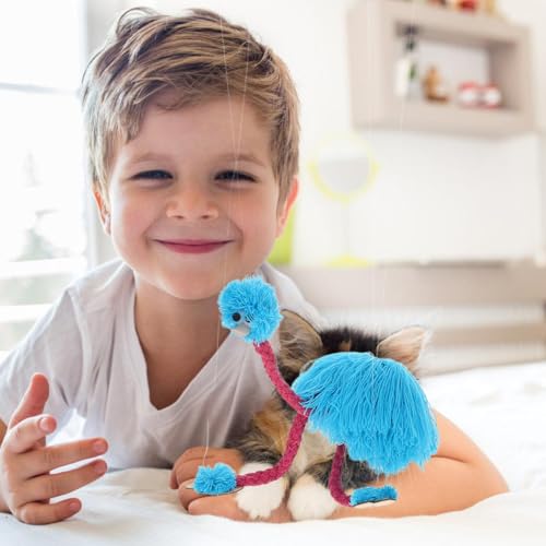 TOYANDONA Ostrich Marionette Puppet – Soft Sky-Blue String Puppet for Pretend Play and Fine Motor Skills