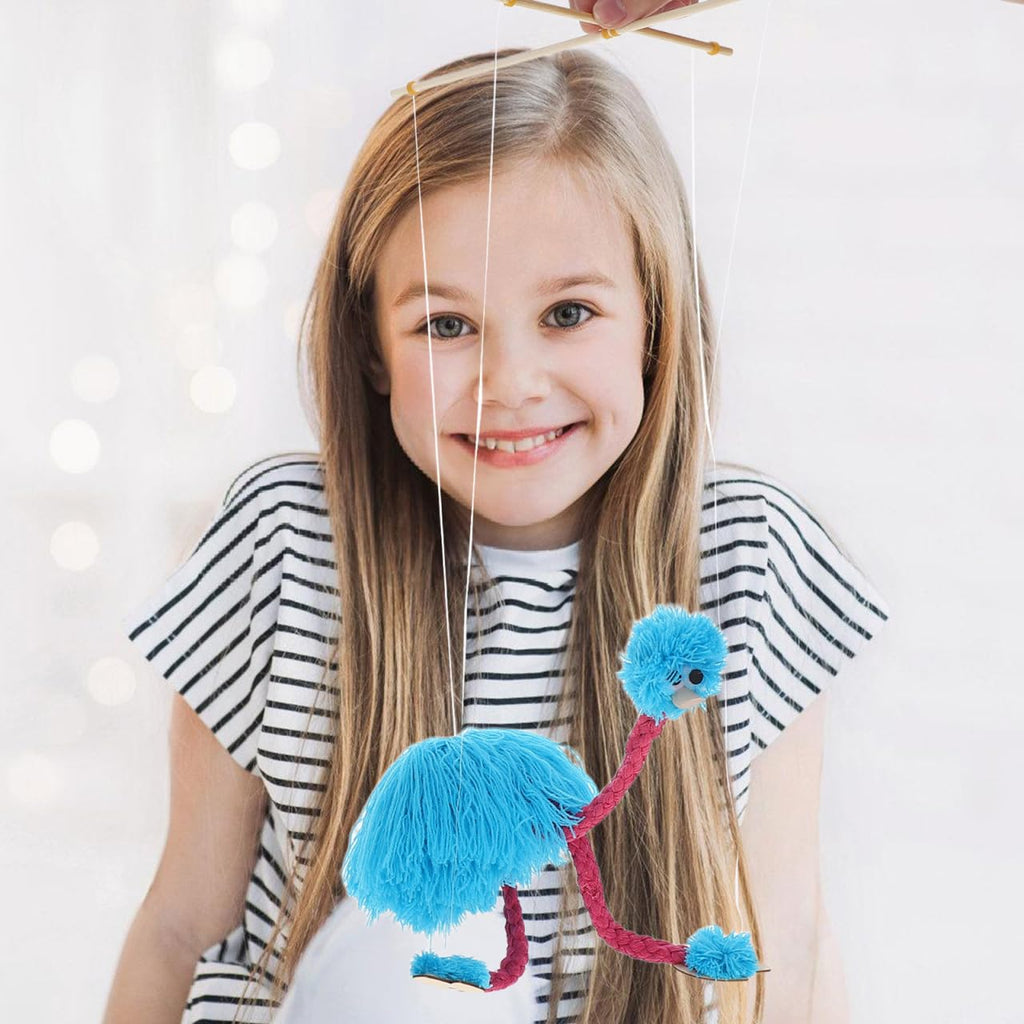TOYANDONA Ostrich Marionette Puppet – Soft Sky-Blue String Puppet for Pretend Play and Fine Motor Skills