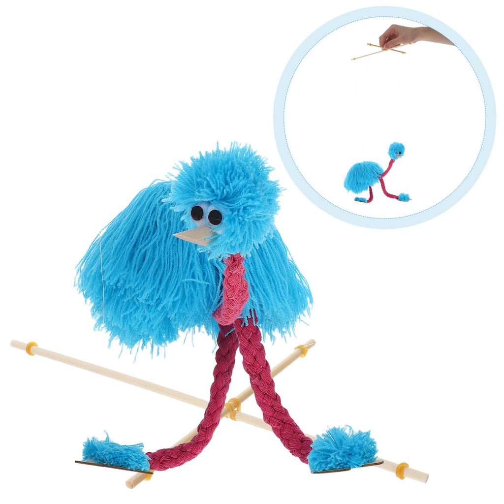 TOYANDONA Ostrich Marionette Puppet – Soft Sky-Blue String Puppet for Pretend Play and Fine Motor Skills