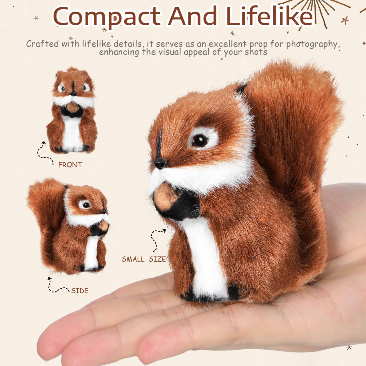 TOYANDONA Realistic Squirrel Plush Toy – Lifelike Small Stuffed Animal for Decoration, Play, and Photography