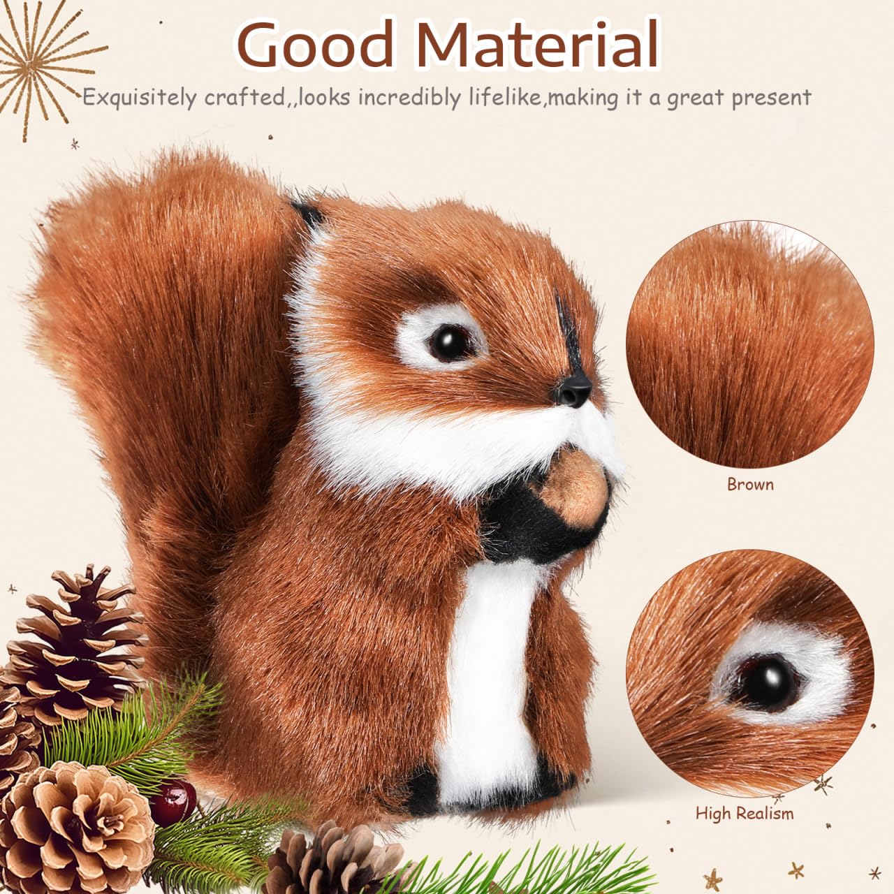 TOYANDONA Realistic Squirrel Plush Toy – Lifelike Small Stuffed Animal for Decoration, Play, and Photography