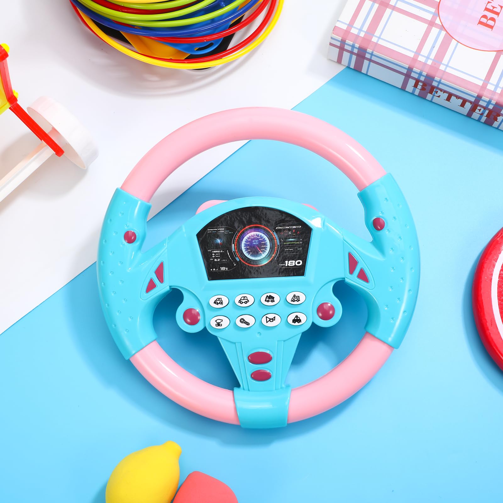 TOYANDONA Toddler Steering Wheel Toy – Simulated Driving with Lights and Sounds for Ages 4-6