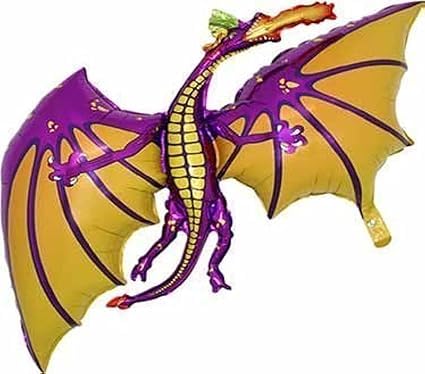 Toyland 90cm Purple Dragon Foil Balloon – Mylar Party Decoration for Birthdays