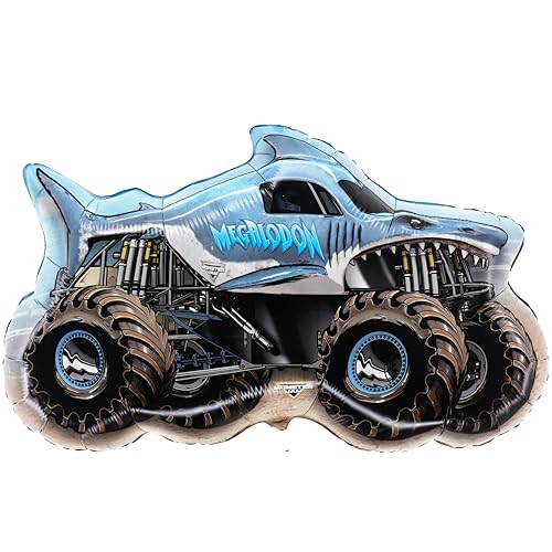 Toyland Monster Jam Megalodon Foil Balloon – 85cm (33 inch) Blue Monster Truck Balloon