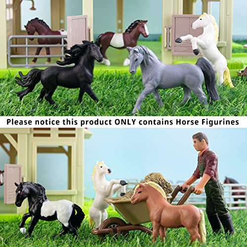 Toymany 12 Mini Horse Figurines Set – Small Plastic Pony Toys for Cake Toppers, Party Favors, and Educational Play