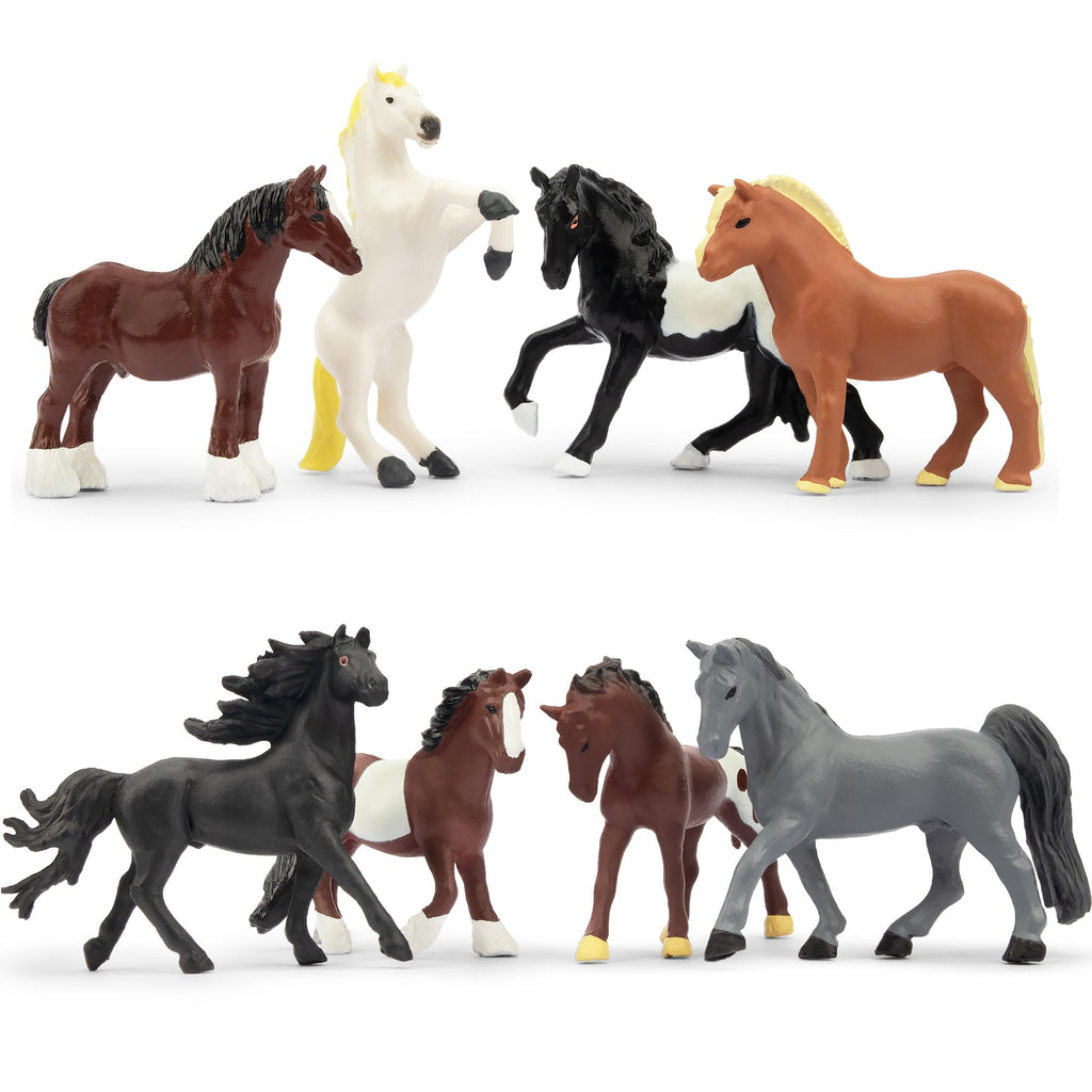 Toymany 12 Mini Horse Figurines Set – Small Plastic Pony Toys for Cake Toppers, Party Favors, and Educational Play