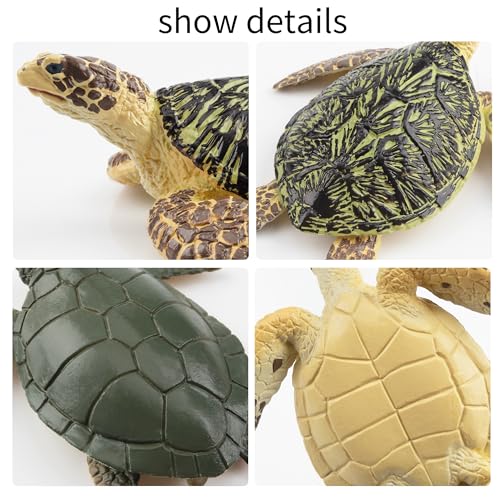 Toymany 6-Piece Realistic Sea Turtle Figurines Set - Hand Painted PVC Ocean Animal Toys for Kids, Educational Playset, Cake Toppers