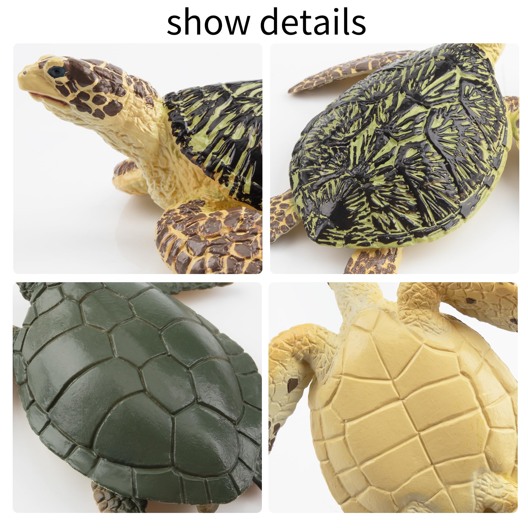 Toymany 6-Piece Realistic Sea Turtle Figurines Set - Hand Painted PVC Ocean Animal Toys for Kids, Educational Playset, Cake Toppers
