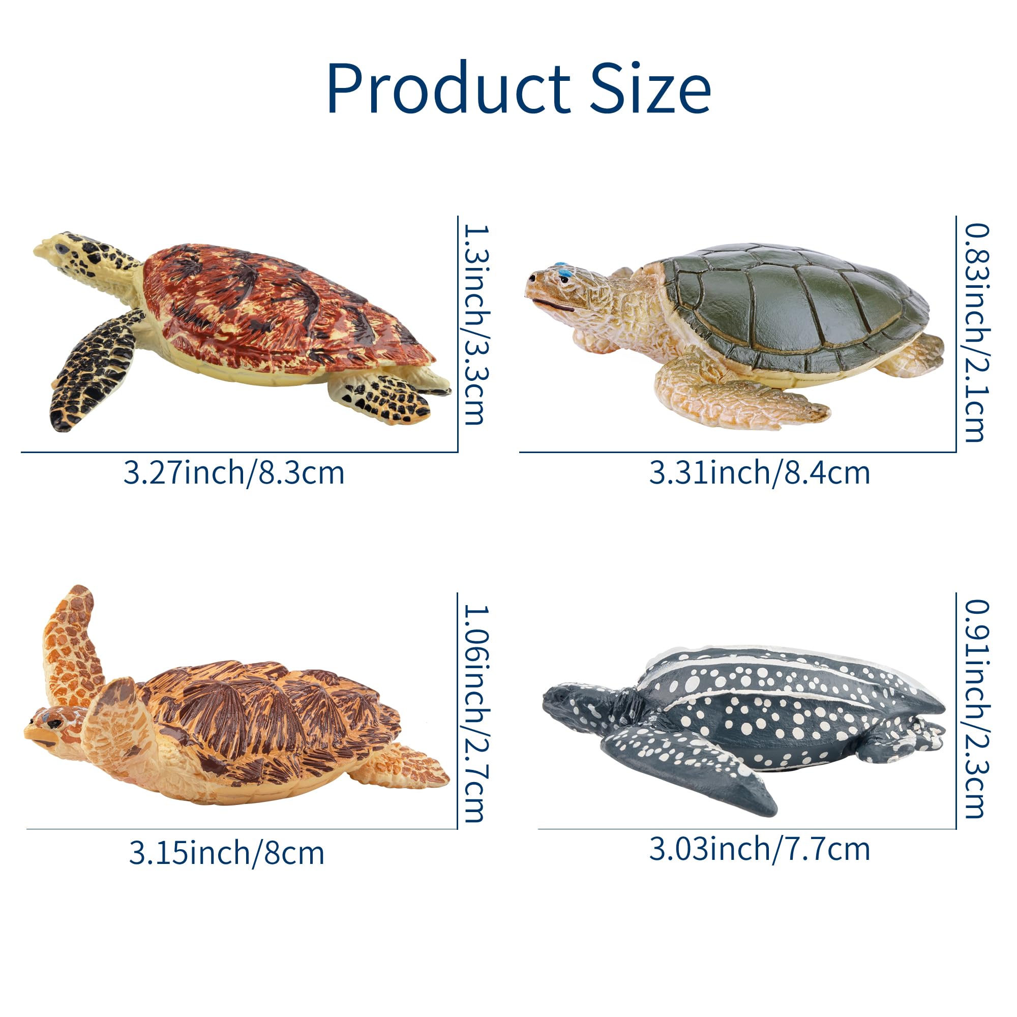 Toymany 6-Piece Realistic Sea Turtle Figurines Set - Hand Painted PVC Ocean Animal Toys for Kids, Educational Playset, Cake Toppers