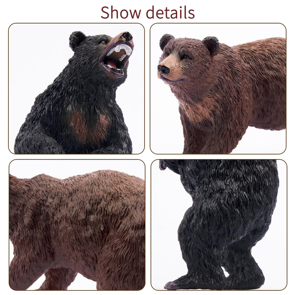 Toymany 6PCS Bear Figurines - Realistic Forest Animal Family Set for Kids