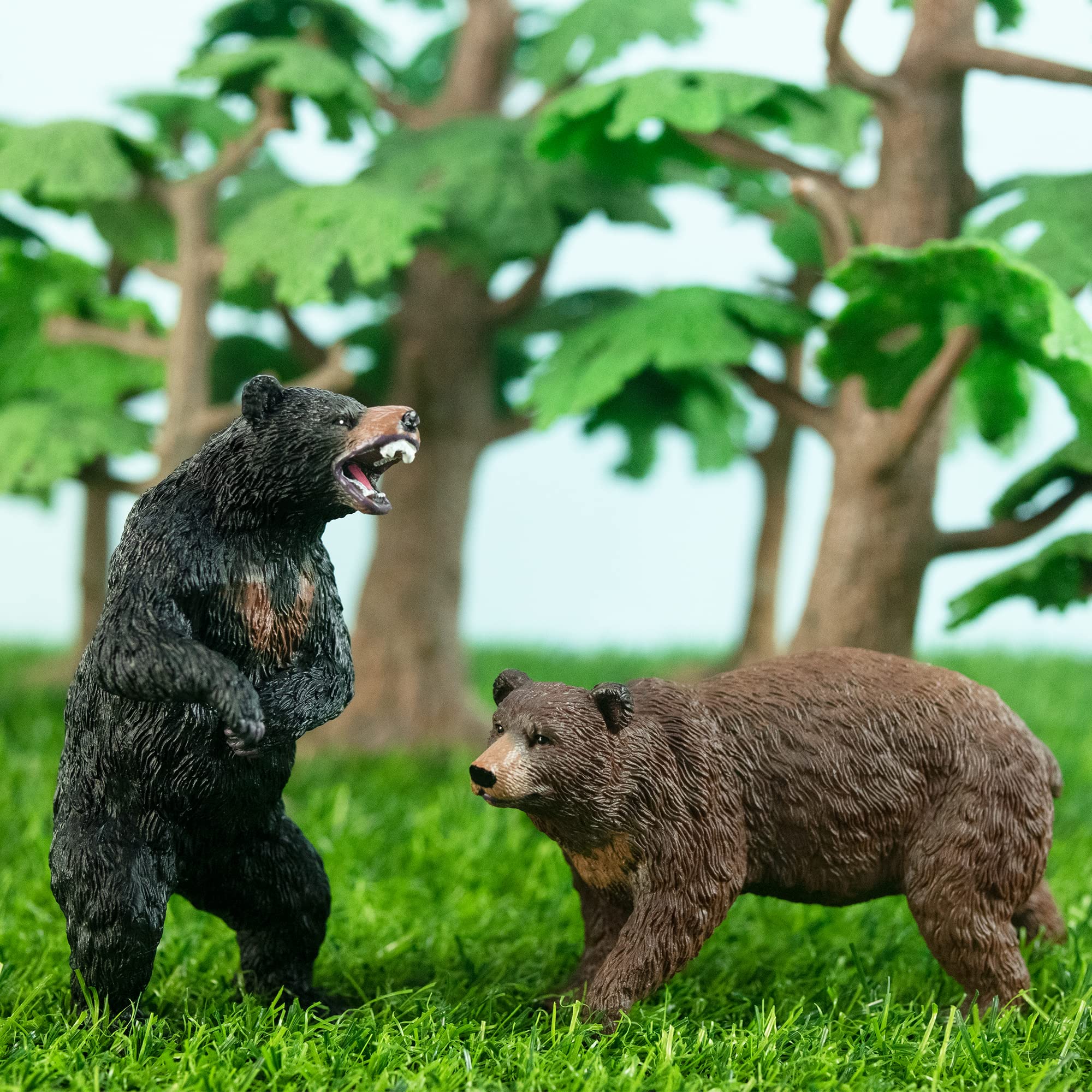 Toymany 6PCS Bear Figurines - Realistic Forest Animal Family Set for Kids