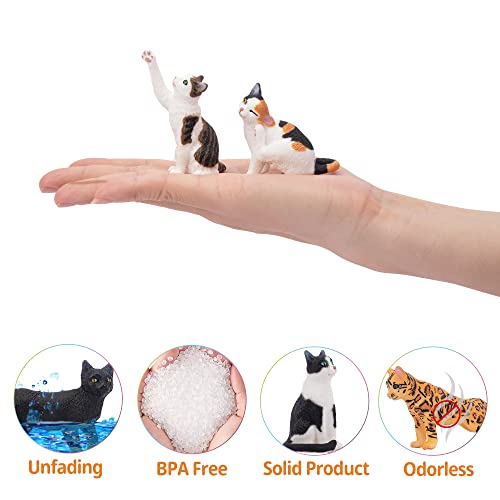 Toymany 8PCS Realistic Cat Figurines – Hand-Painted PVC Kitten Cake Toppers Set