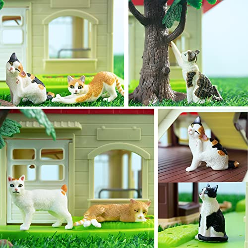 Toymany 8PCS Realistic Cat Figurines – Hand-Painted PVC Kitten Cake Toppers Set