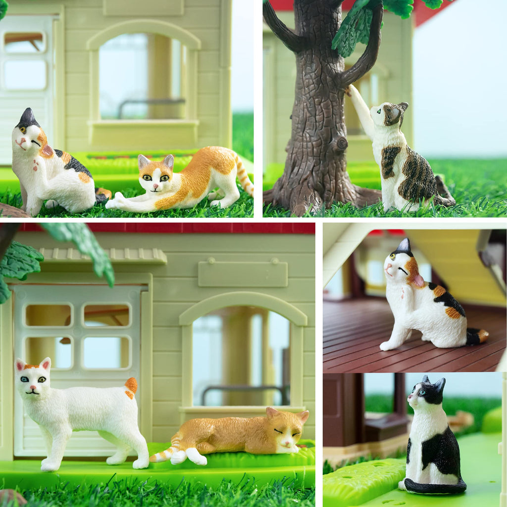 Toymany 8PCS Realistic Cat Figurines – Hand-Painted PVC Kitten Cake Toppers Set