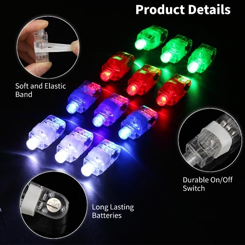 Toyoget 40 LED Finger Lights, 4 Colors, Battery-Powered Party Favors for Raves & Concerts