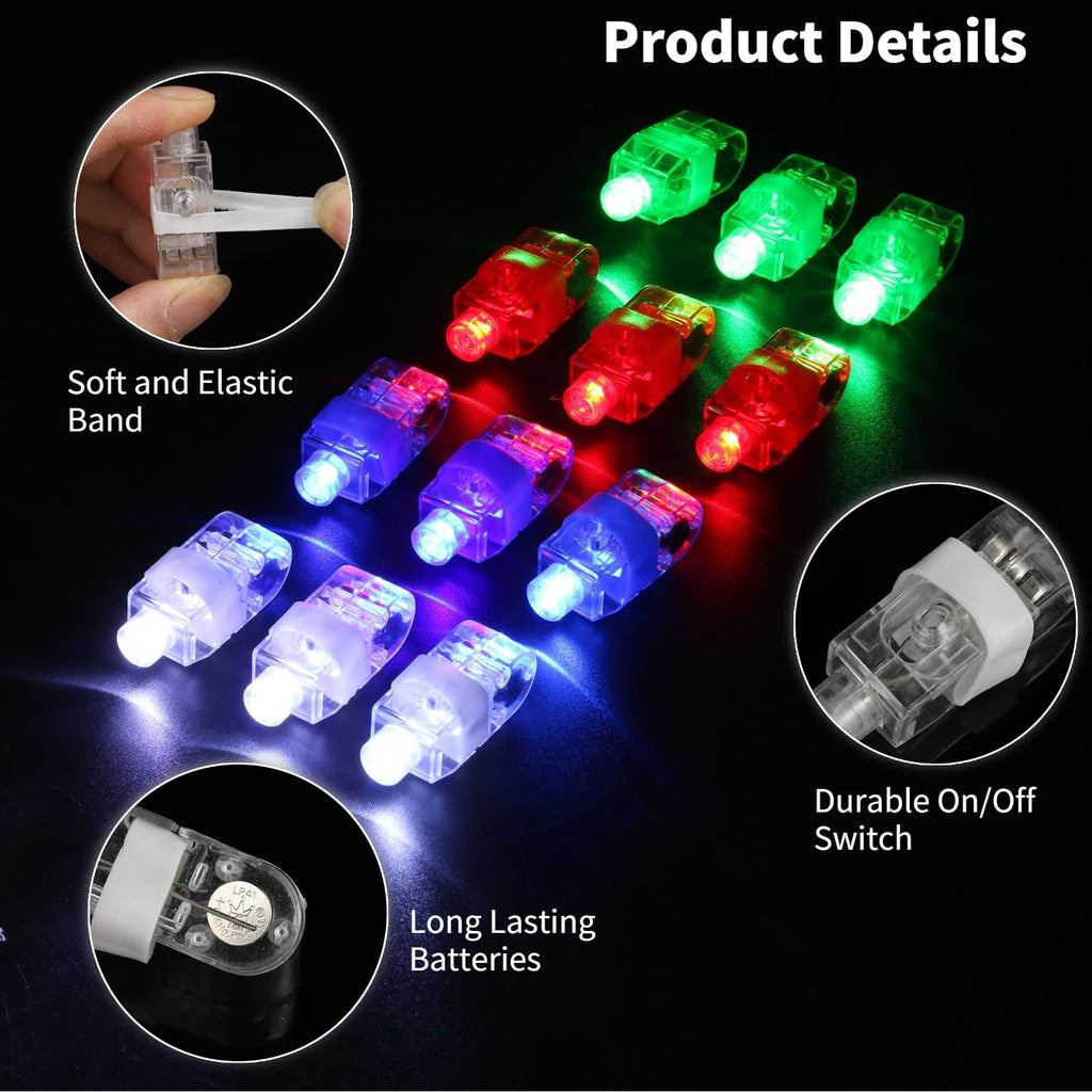 Toyoget 40 LED Finger Lights, 4 Colors, Battery-Powered Party Favors for Raves & Concerts