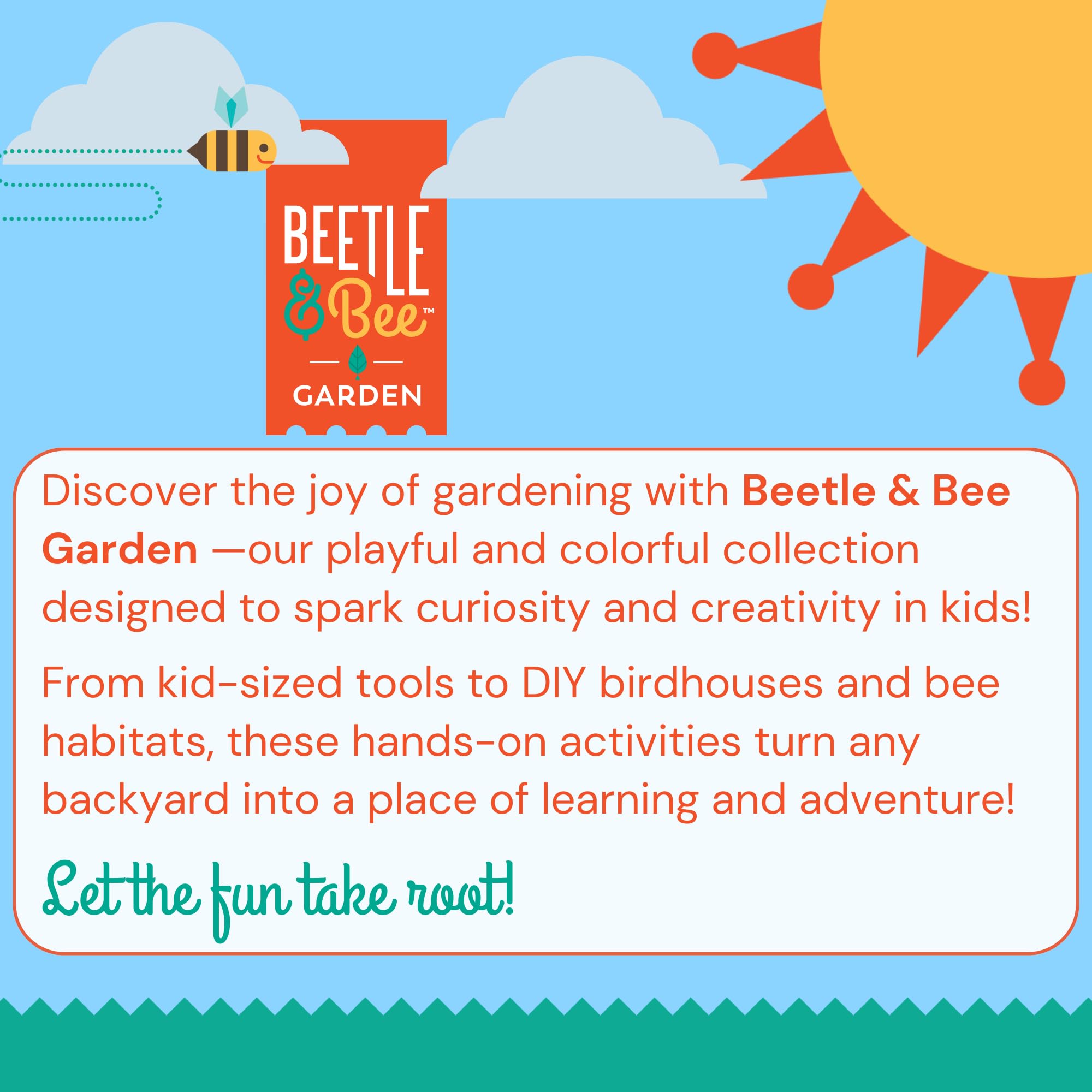 Toysmith 5-Inch Metal Garden & Beach Bucket for Kids – Bee & Beetle Designs