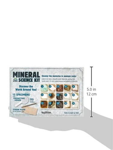 Toysmith Mineral Science Kit – 15 Rock Specimens for Young Geologists