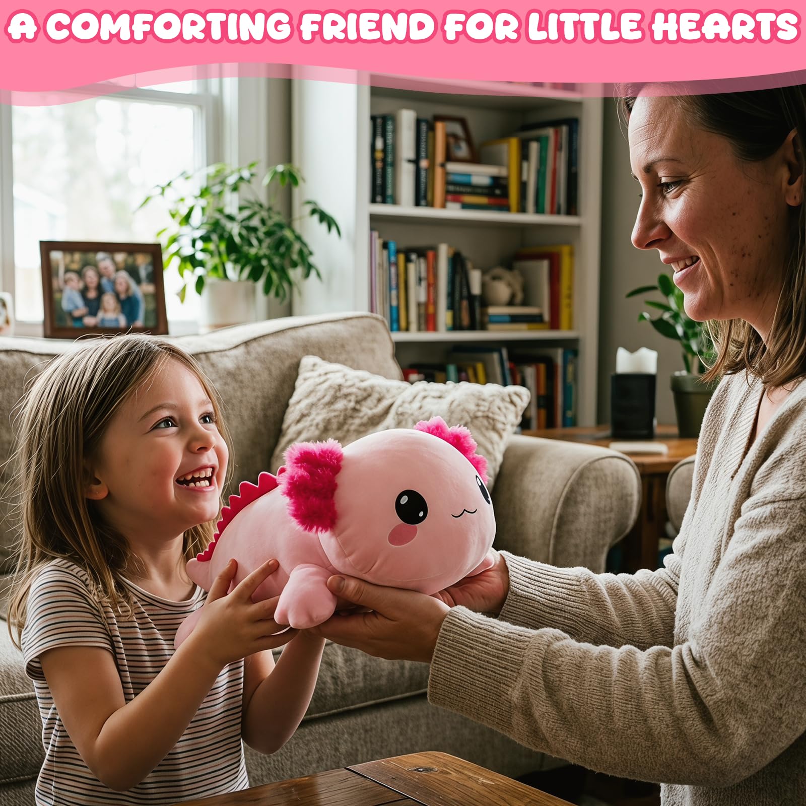 TOYSYM Weighted Axolotl Stuffed Animal – Soft Plush Toy with Weighted Beads, Cute Pillow for Kids and Adults