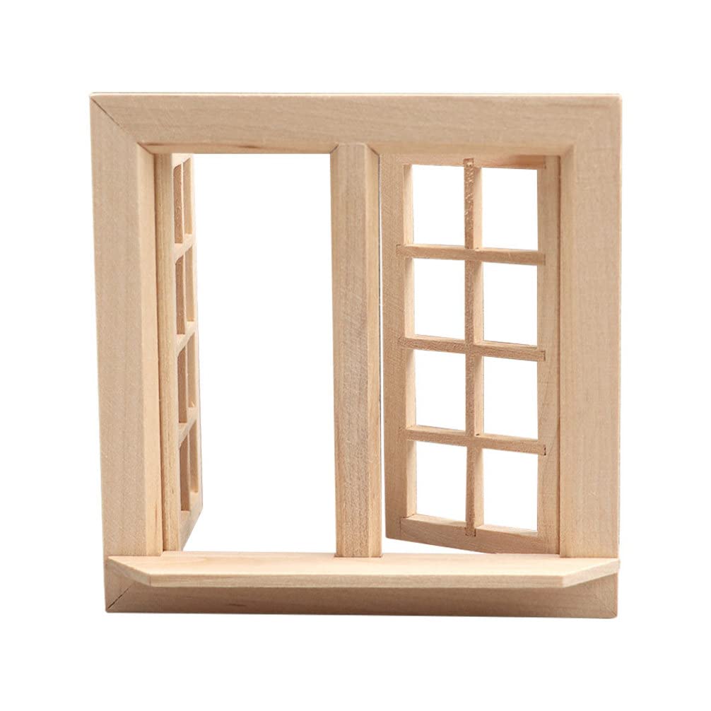 Toyvian 1:12 Scale Miniature Wooden Dollhouse Window – Openable Frame for DIY Room Decoration